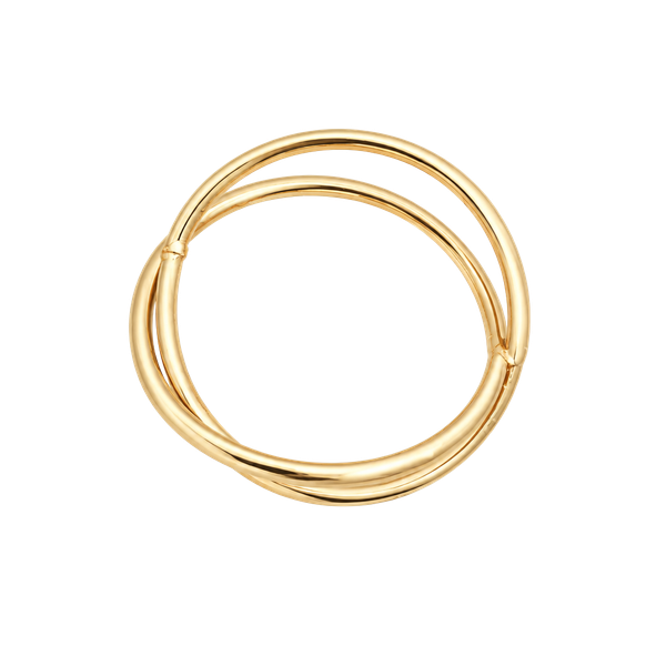  Gold Tone Interlocked Double Circle Ring Size 6