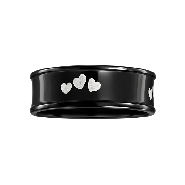 Black Tungsten Laser Etched Hearts 6mm Band Unisex Ring Size 9