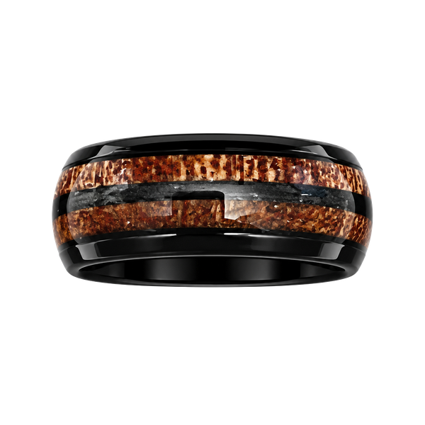 Tungsten Carbide Hawaiian Koa Wood Inlay Titanium Steel Black Trim Polished 6mm Size 11