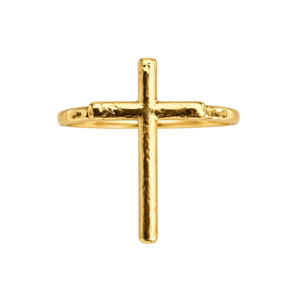 Gold Cross Ring Gold Tone Religious Ring Size 6