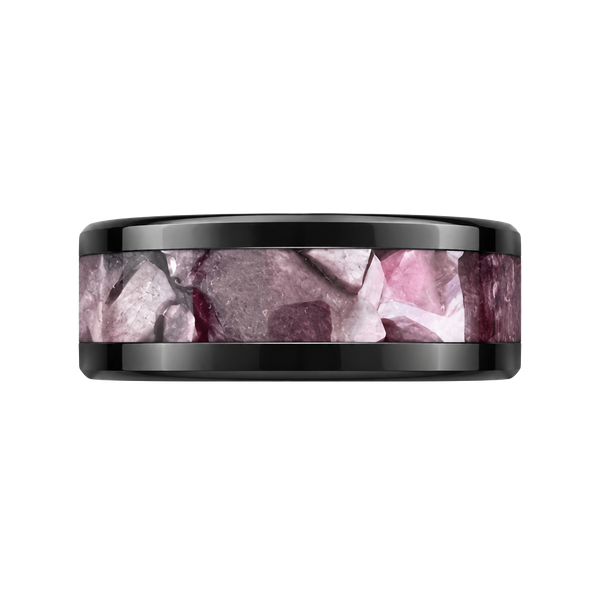 Black Tungsten Carbide Faceted Pink Art Deco 6mm Band Size 9