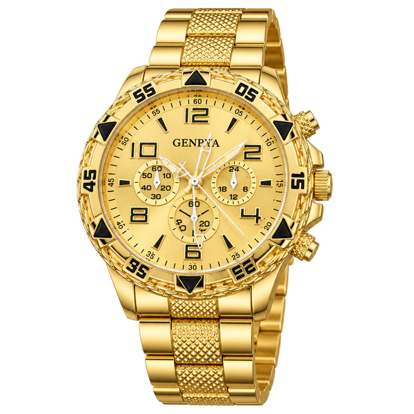 Geneva Gold Tone Stainless Steel Chronograph Quartz  45mm Timepiece 