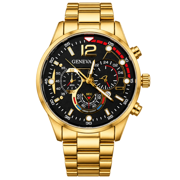 Geneva Gold Chronograph Stainless Steel Men's 45mm Timepiece 