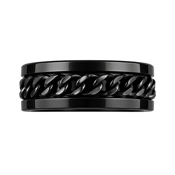  Stainless Steel Spinner Ring Size 11 Black Chain