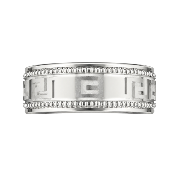 Tungsten Greek Key Design Polished Finish Titanium Silver 6mm Unisex Band Size 9