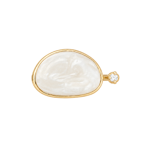 Ettika Sea-Born Faux Mother Of Pearl Open Statement Ring Size 6