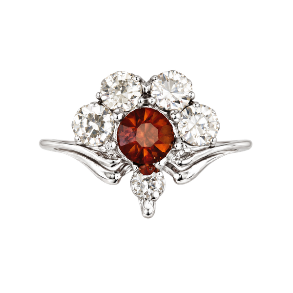Vintage Sterling  Silver Cluster Ring Garnet Diamond Style Ring Size 6