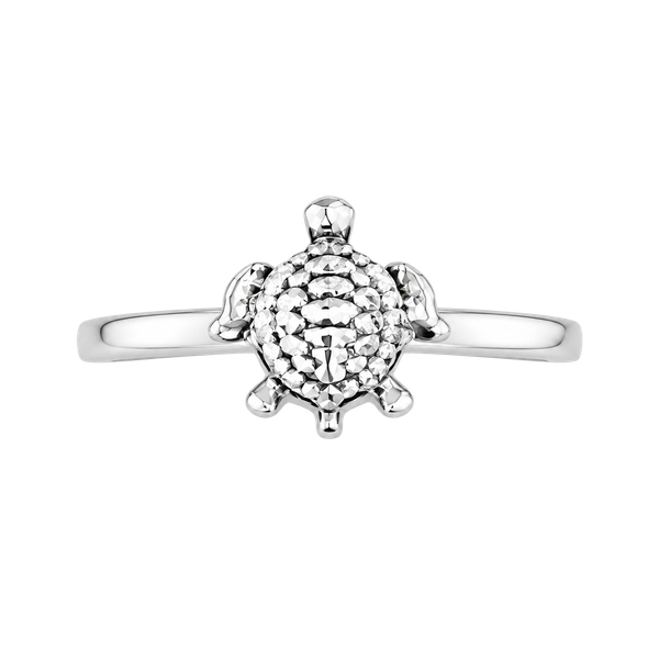 Turtle Ring Titanium Steel Silver Ring Size 6
