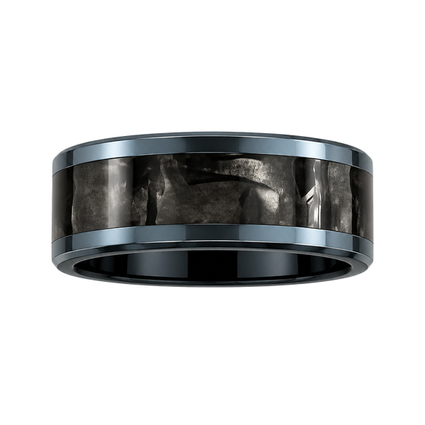 Tungsten Black Beveled Edge Multi-Color Polished Finish 6mm Band Ring Size 13