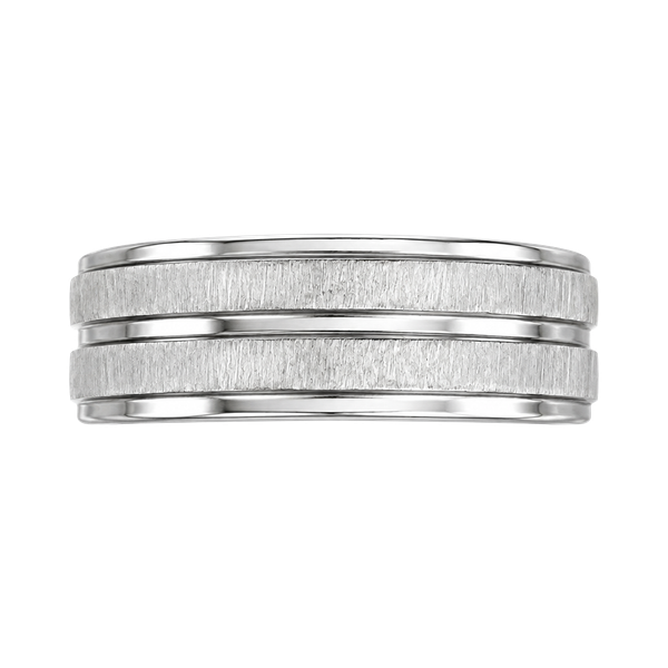 Classic Brushed Grooved Titanium Steel Silver 8mm  Band Ring Size 13