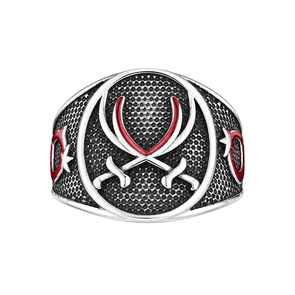  Zulfiqar Crossed Sword Ring Silver Turkish Style Adjustable Size 9-14
