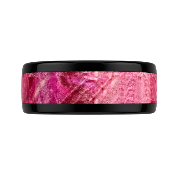 Black Tungsten Ring Pink Camo Inlay 8mm  Band Size 13