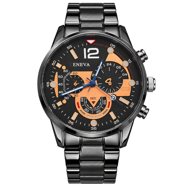 Eneva Men's Chronograph Quartz Watch Black Metal Band