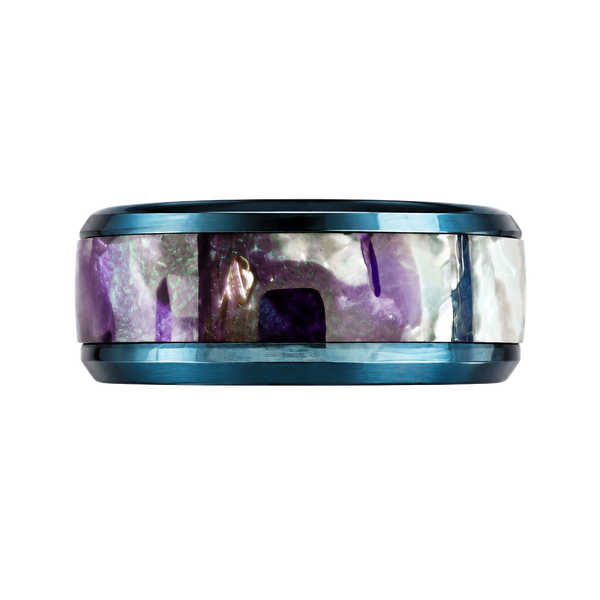 Black Tungsten Carbide Band Ring With Purple Inlay 6mm Band Size 6
