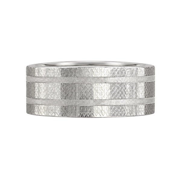 Tungsten Titanium Steel Silver 6mm Textured Grooved Band Size 9
