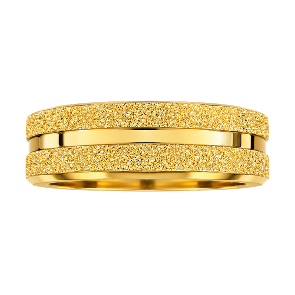Classic Design Gold Textured Center Groove Titanium Steel Gold 8mm Band Size 13