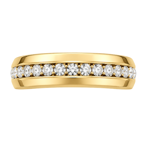 Classic Design Gold Cubic Zirconia Diamond Channel Set 6mm Band Ring Size 12