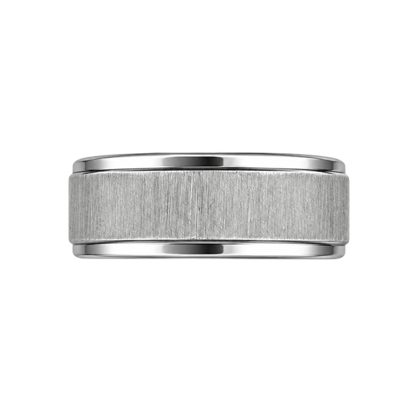  Brushed Center Step Edge Titanium Steel Silver Band Size 12