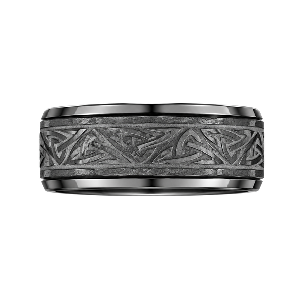 Black Stainless Steel Celtic Triquetra Spinner 6mm Band Size 11