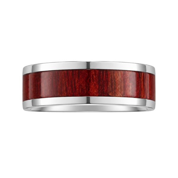 Tungsten Red Oak Wood Inlay Titanium Steel 6mm Band Size 10