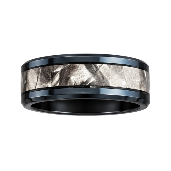 Tungsten Black Ion Plated Damascus Steel Ring 6mm Band Size 11