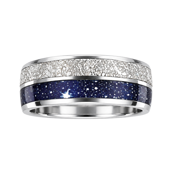 Tungsten Carbide Meteorite Blue Sandstone Ring Size 13
