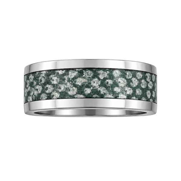 Jeulia Tungsten Hammered Moss Agate 6mm  Ring Size 7