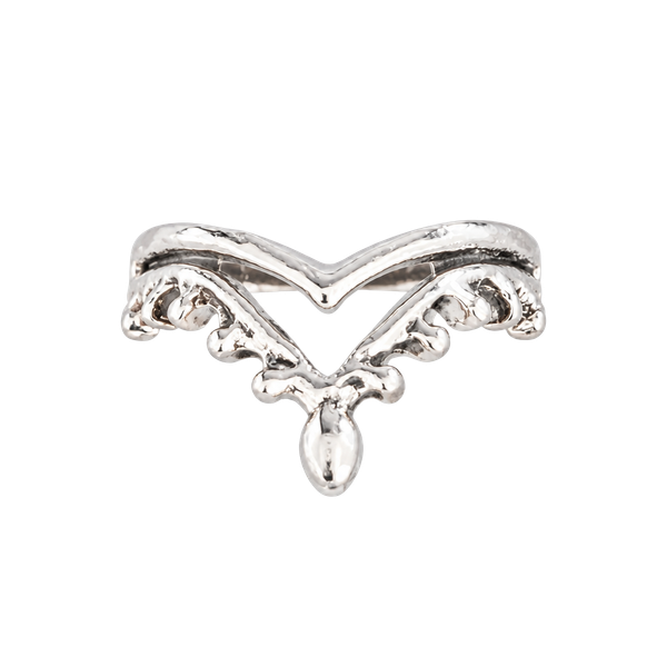 Midnight Sun Mehindi Chevron Ring Titanium Steel Silver Size 6