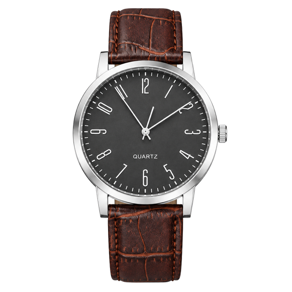 Quartz Business Watch Brown Leather Strap