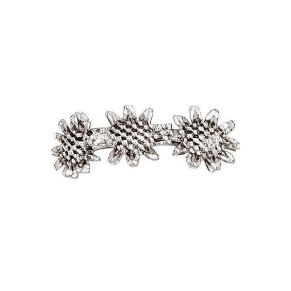 Triple Flower Titanium Steel Silver Ring Size 5