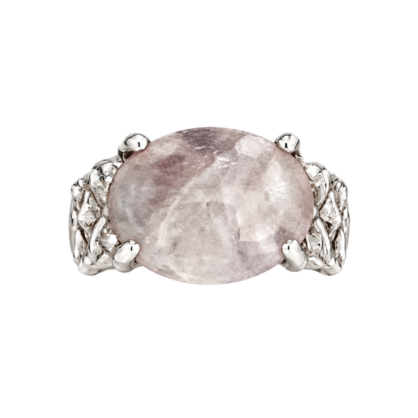 Natural Rose Quartz S925 Silver Plated Gemstone Ring Size 7