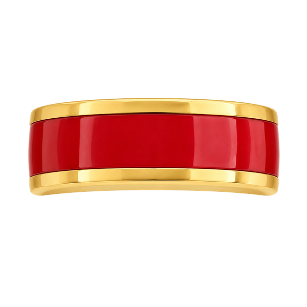 Tungsten Gold Titanium Steel Red Resin Inlay Polished Finish 8mm Ring Size 9 Unisex