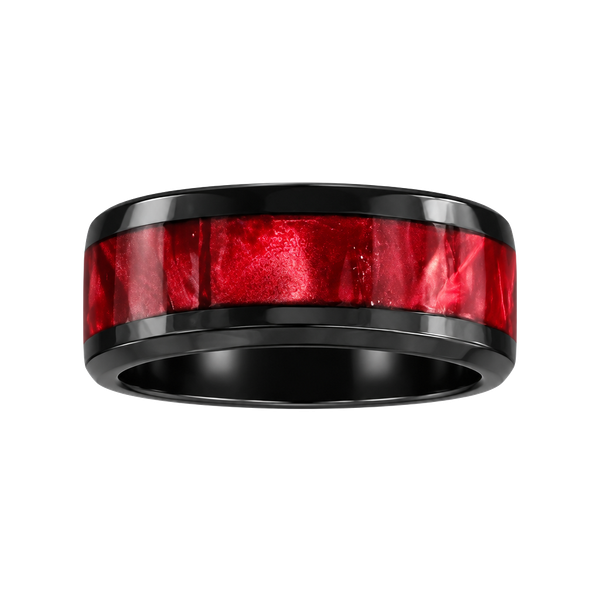 Tungsten Carbide Black & Red Polished Finish 6mm Band Ring Size 9