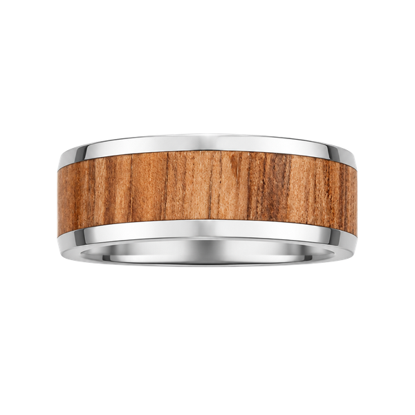 Tungsten Red Oak Wood Inlay Titanium Steel 6mm Band Size 6