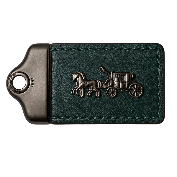 Coach 1941 Leather Horse And Carriage Bag Charm Dark FORREST Green, Black Back