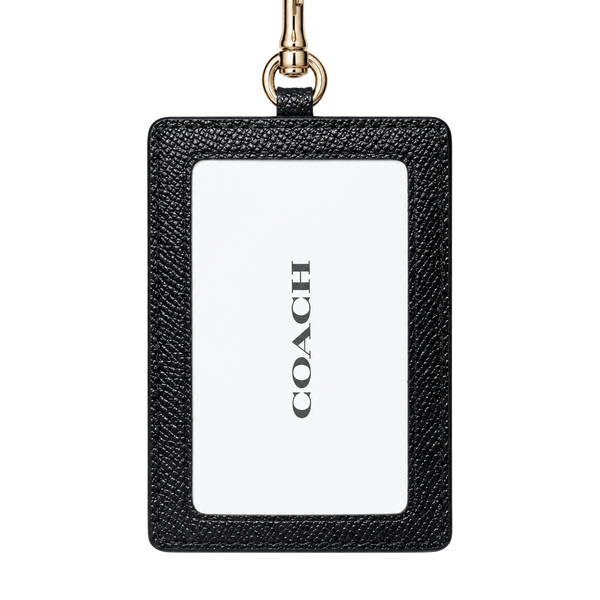 Coach Crossgrain Leather ID Lanyard Badge Holder Black