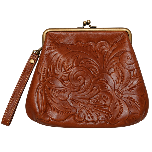 Patricia Nash Savena Tooled Leather Kiss-Lock Wristlet