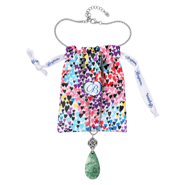 Brighton Green Stone Pendant Necklace with Pouch