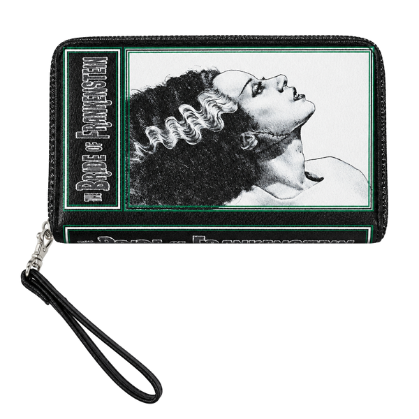 The Bride of Frankenstein Book Wallet Wristlet Purse Black Vinyl