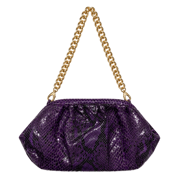 Lorelei Purple Snakeskin Shoulder Bag With Gold Ch