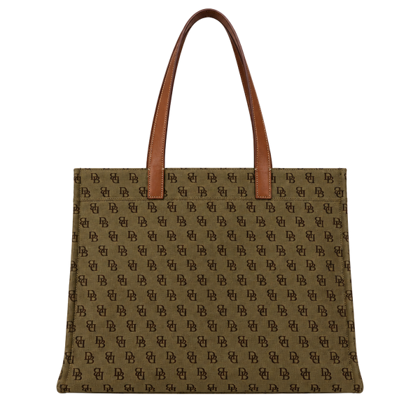 Dooney & Bourke Signature Medium Tote Bag Tan Canvas Leather