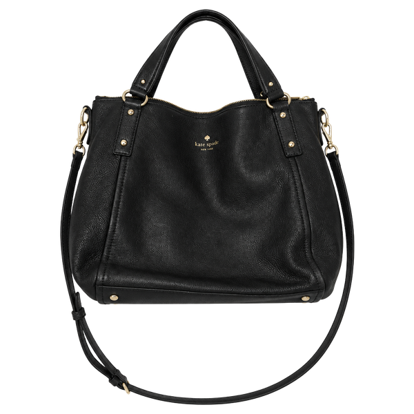 Kate Spade Black Pebbled Leather Top Handle Satchel Crossbody Bag