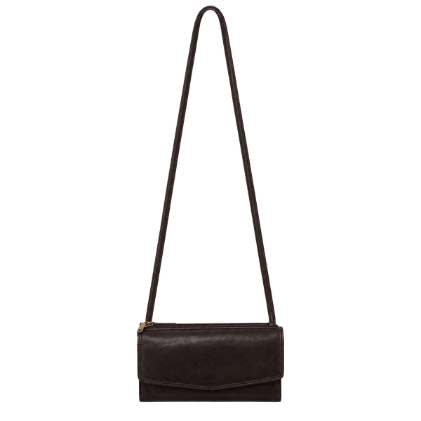 Fossil Leather Crossbody Wallet Brown