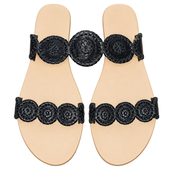 Jack Rogers Lauren Sandal Size 7.5M Black Leather