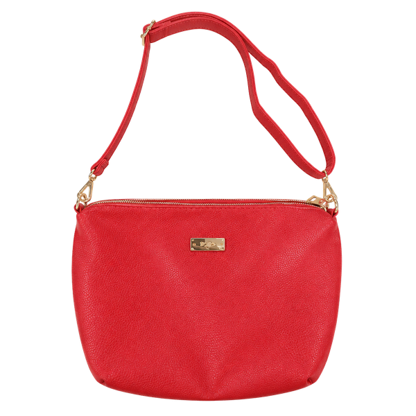 BCBG Paris Red Pebbled Leather Crossbody Bag