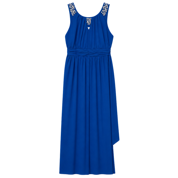 Rare Editions Dress Size 16 Blue Chiffon Embellished High-Low