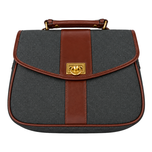 MC Handbag brown leather/leather-look trim, gold hardware
