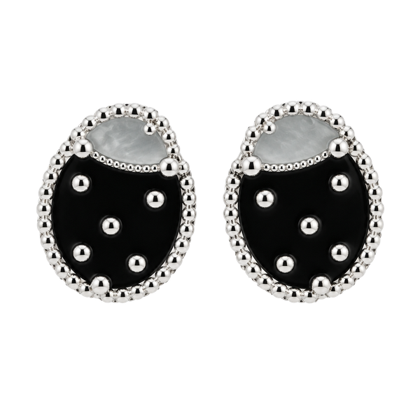 Pandora inspired Black and White Ladybug Stud Earrings 925 Silver from Dubai