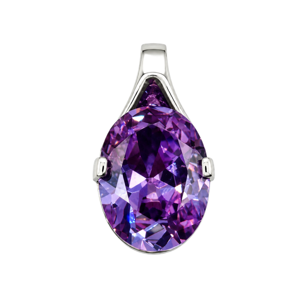 Sterling Silver Purple Oval Filigree Pendant