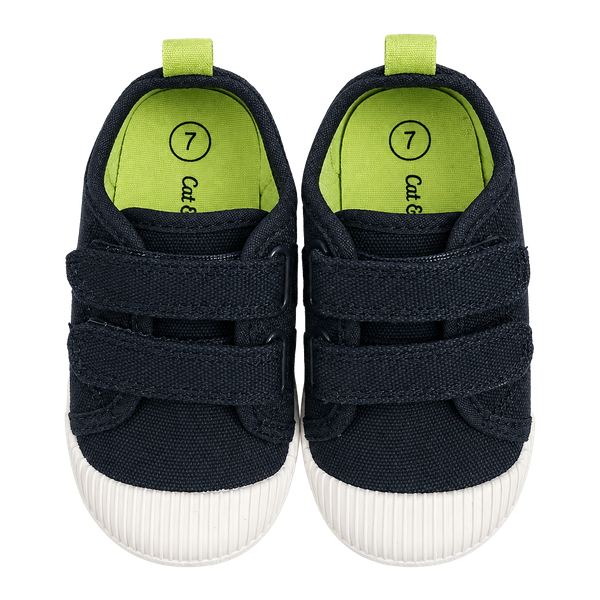 Cat & Jack Parker Sneakers Size 7 Black Canvas Hook and Loop